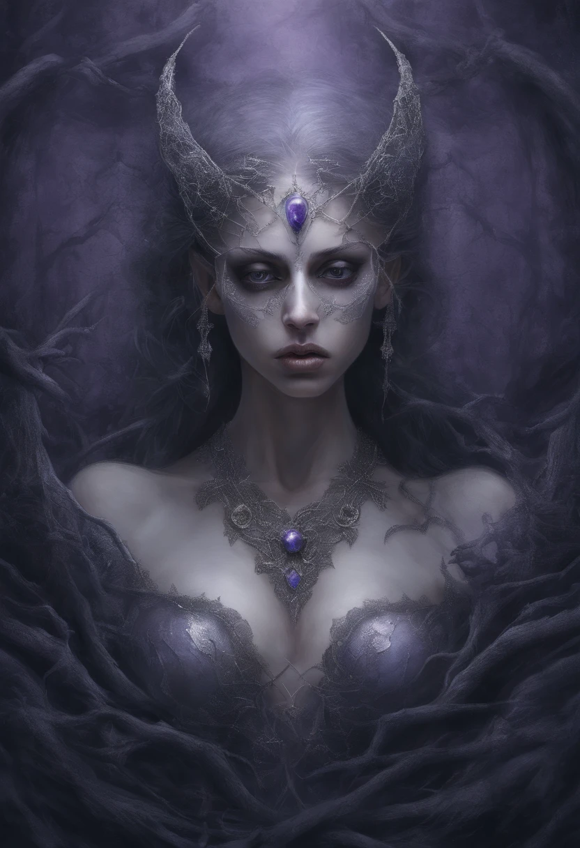 Realism, painting, Fantastic fairy tale, fantastic style, John Tolkien style, small painting by Jean-Baptiste Mo, Close-up.
Diamonds + glass beads +beads+ filigree jewelry+ Lush large open female bust + lack of clothes + sensual princess Rapunzel + cleavage + the thinnest transparent lavender tulle, with a lively natural structure of dry skin and pores, mystical morning lighting, a book image in the RPG genre, an image from "Dungeons and Dragons", a fantasy image.