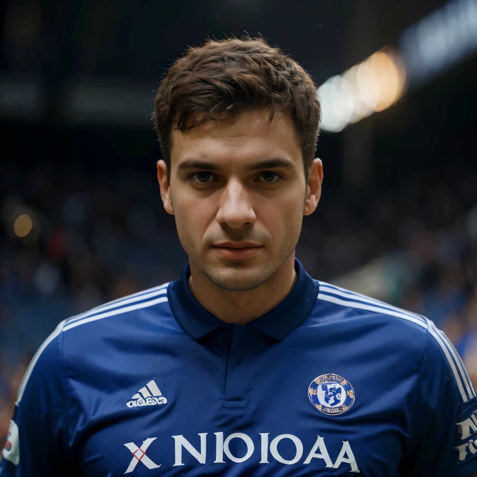 The prompt for a painting depicting Unai Simon wearing a Chelsea jersey could be as follows:
Unai Simon with Chelsea jersey, detailed face, vibrant colors, realistic style, professional portrait, intense representation of emotions, dynamic posture, 4K resolution, masterful brushwork, stunning lighting, iconic Chelsea logo, energetic background, vivid expressions, sharp focus, h
