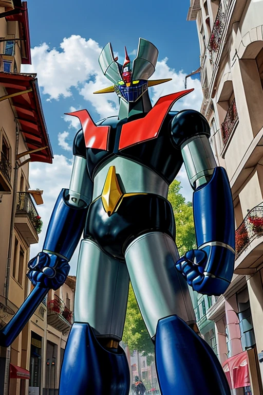 (masterpiece, best quality), high resolution, (8k resolution), (ultra detailed),  mazinger z robot  destroying burgos city