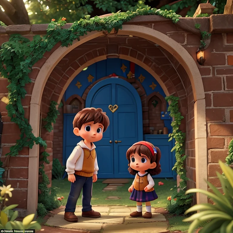 John and the Mary One day, while they were playing in the back garden of their house, they found a magical portal hidden behind a bush