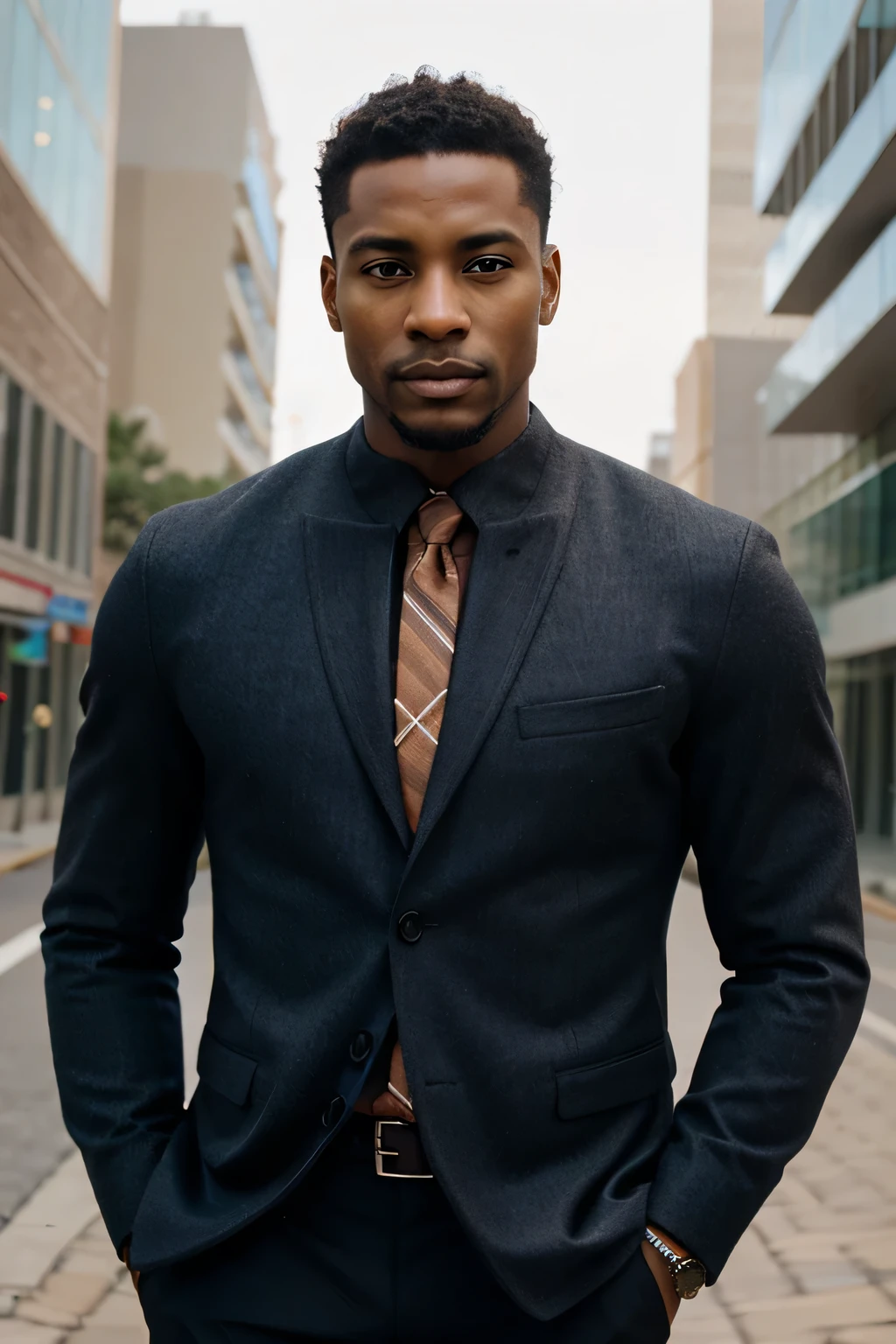 Handsome brown skin african-american man, in professional attire, professional pose, highly detailed, detailed, professional shot, neatly cut hair, mid-thirties