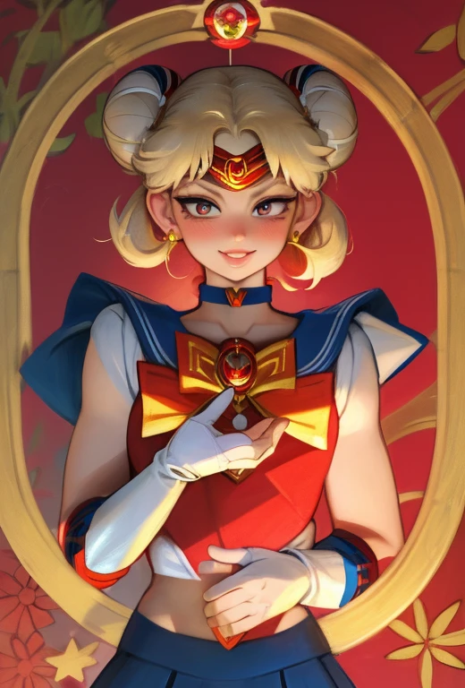(masterpiece, best quality:1.4), (sitting on a rock:1.2), (full body:1), (from back:1), 1girl, solo, (european youth:1), aausagi, (double bun:1.5), (twintails, parted bangs, circlet, tiara with a red stone, sailor senshi uniform, jewelry, earrings:1.5), (blonde:1.2), (choker), (red bow, white gloves, elbow gloves:1.2), (blue skirt:1.2), (blue skirt:1.2) inocent smile, looking at viewer, beautifull smile, beautiful face, highly detailed face, highly detailed eyes, highly detailed skin, skin pores, subsurface scattering, realistic pupils, full face blush, full lips, detailed background, depth of field, volumetric lighting, sharp focus, absurdres, realistic proportions, good anatomy, (realistic, hyperrealistic:1.4), moon background, nightlight 16k hdr,