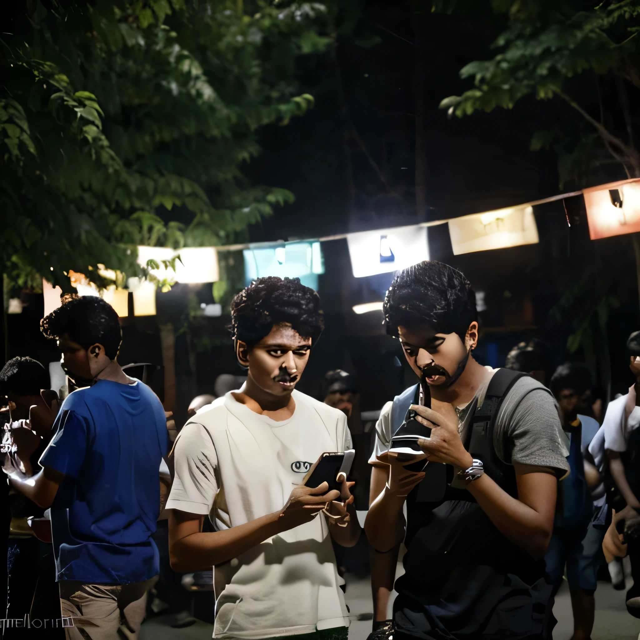 Indian boys playing pokemon go meet up with phones