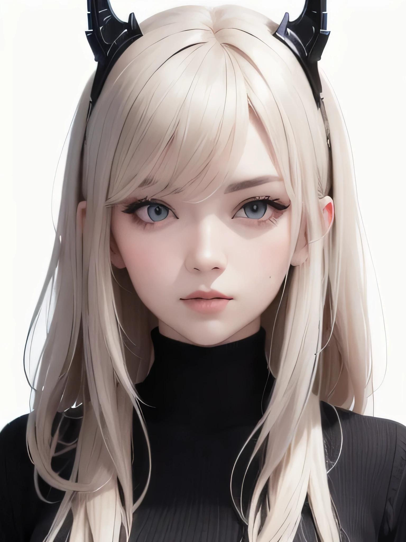 masterpiece, highest quality, Perfect Face, White Background, 1 Female, Portraiture,Tsundere