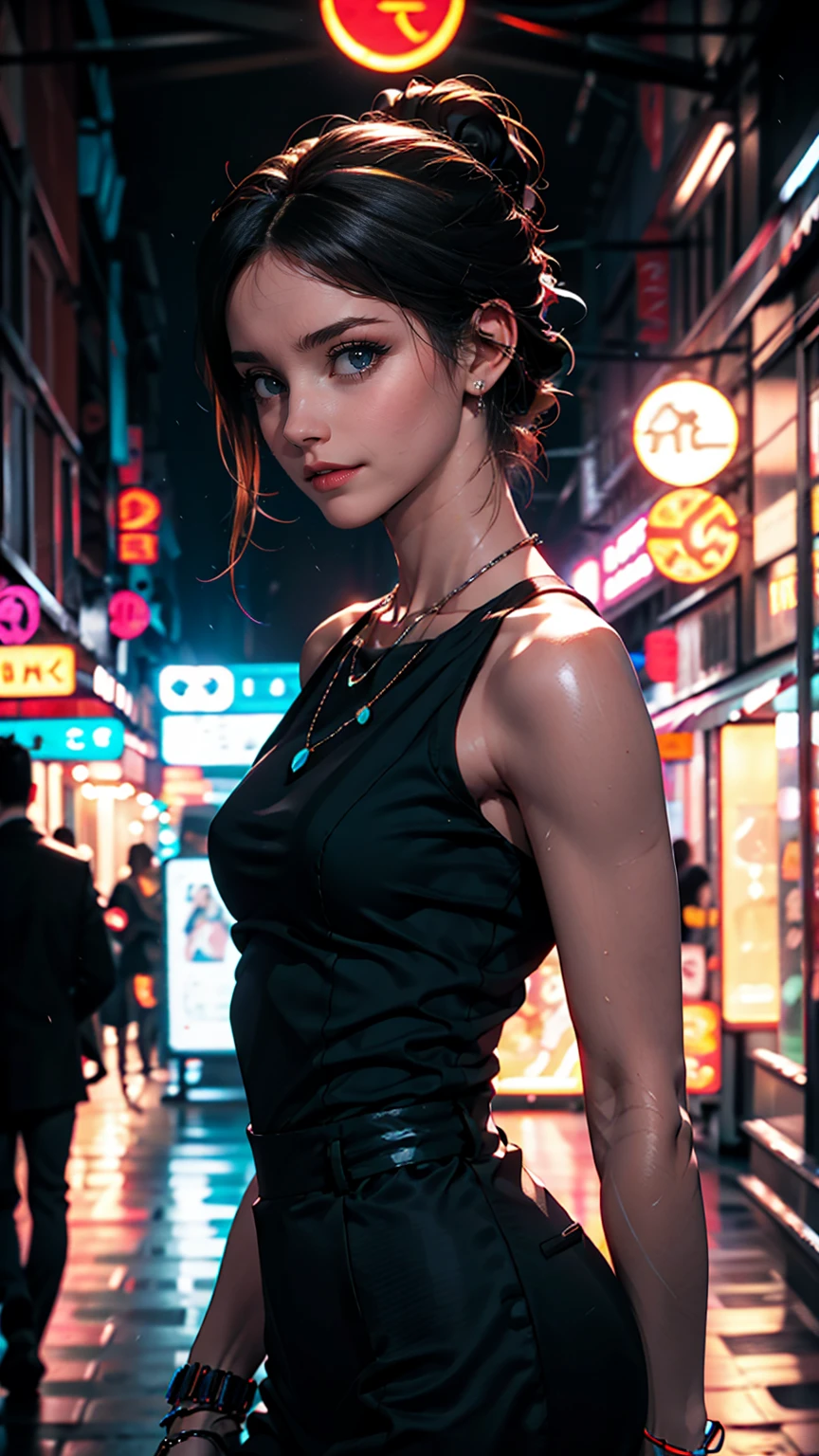 Fashion portrait color photography, woman, Neon Light