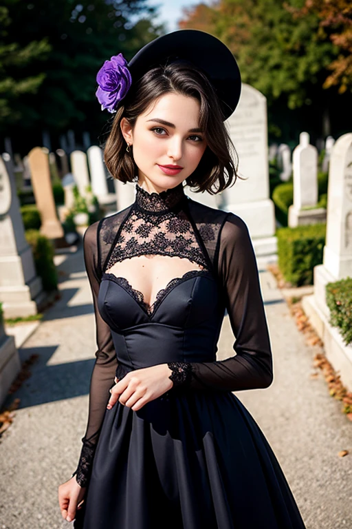 Kiera Knightley, 25 ans, delicate, poudre de contour, sexy, gothique, maquillage noir, black lipstick, tenue noire et violette, lace spider web, French touch, cheveux de longueur moyenne, tirant la langue, sourire romantique, Seductive look, bonne couverture, de nuit, éclairée par les flashs des photographes, de nuit, in a cemetery, skin details, pores de la peau, sexy, Appareil photo numérique Kodak Smile 10MP, tendance on Behance, H