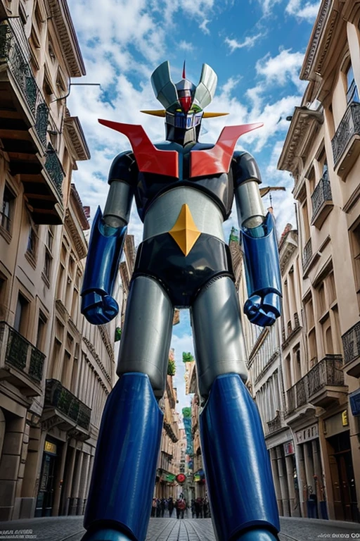 (masterpiece, best quality), high resolution, (8k resolution), (ultra detailed),  mazinger z robot  destroying burgos city