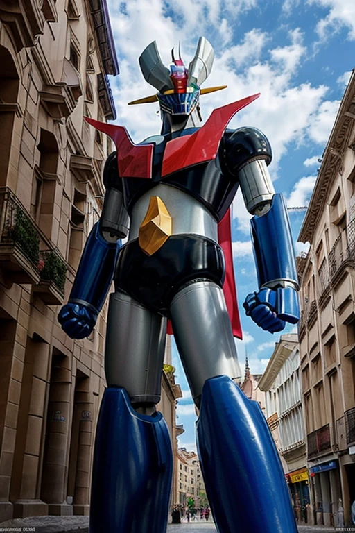 (masterpiece, best quality), high resolution, (8k resolution), (ultra detailed),  mazinger z robot  destroying burgos city