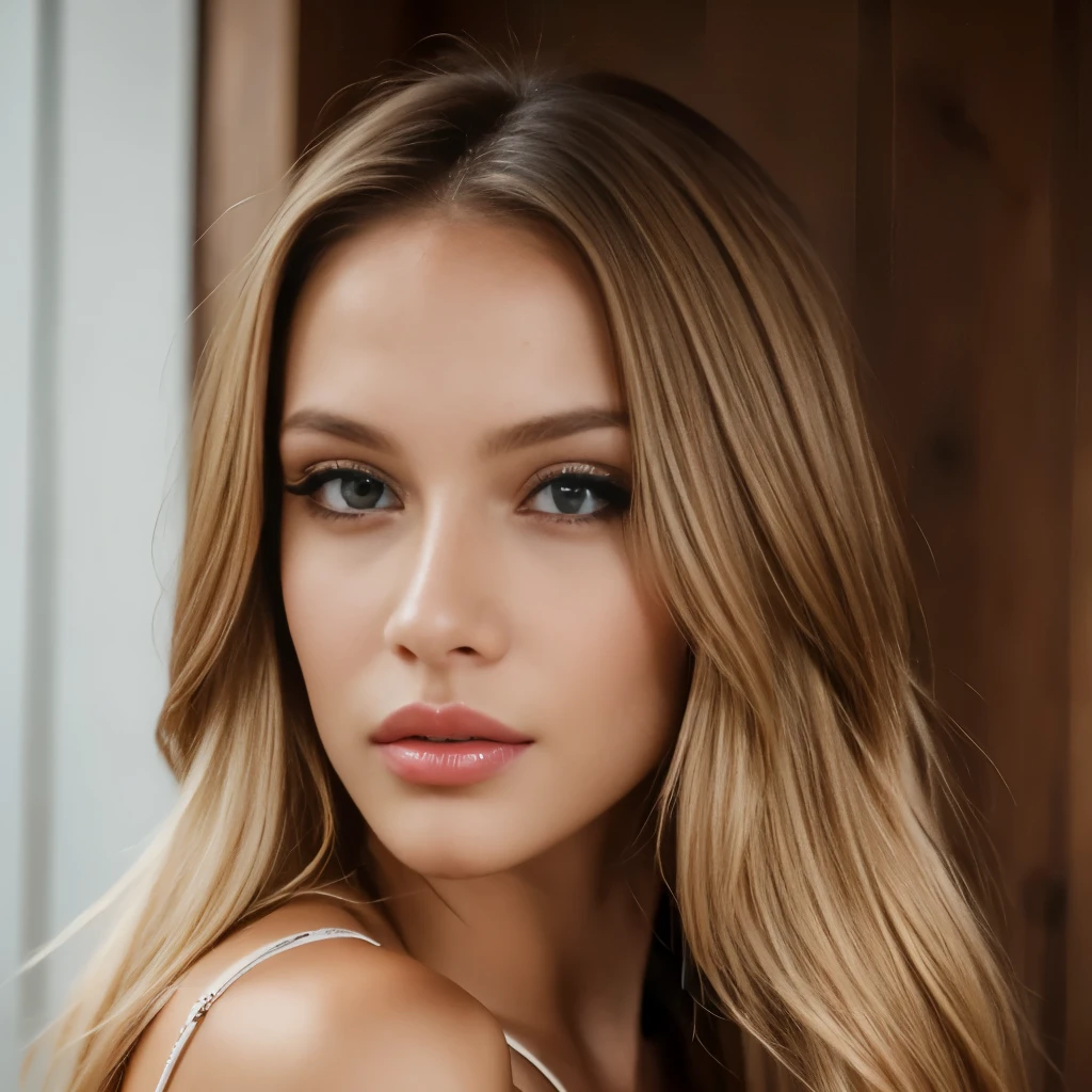 Chica hermosa, Brazilian model, 23-year-old blonde model, modelo rubia mirando a la camara, mujer de rostro hermoso, mujer de cabello largo, 