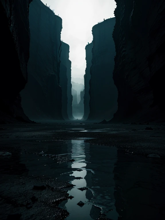 Hell, desolate, scary, no lava, abyss.