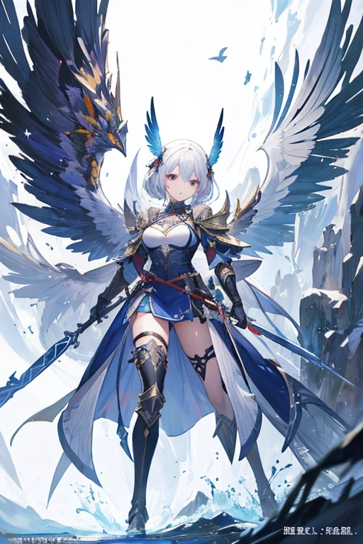 ((best quality)), ((masterpiece)), (detailed), Perfect face,Woman dressed in futuristic clothing,Standing in front of a big tree,Feathered wings, Archangel Knight,girl, Armor Girl, 穿着机甲网络装甲的girl, 十二生肖girl的骑士, Mechanized Warrior Girl, Anime Fantasy Artwork, 女性动作动漫girl, 美丽的天使girl, Portrait of the Zodiac Girl Knight, Anime Fantasy Illustration, As a mysterious Valkyrie, Anime Fantasy Artwork