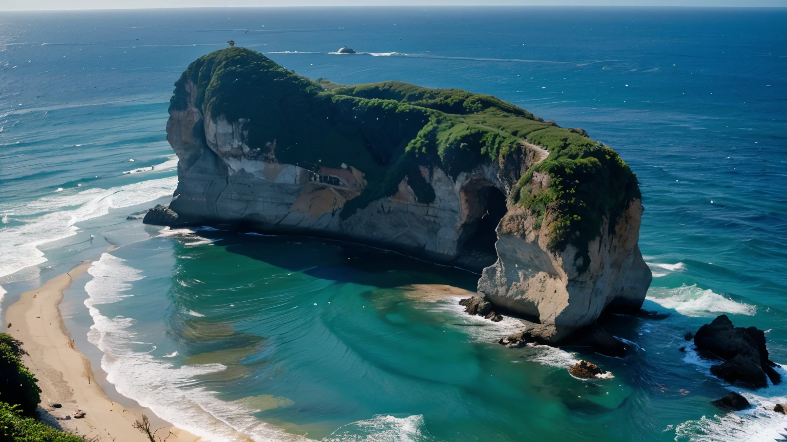 QUERO IMAGEM REALISTA  COM CORES  RADIANTES DE UMA PAISAGEM COM MAR