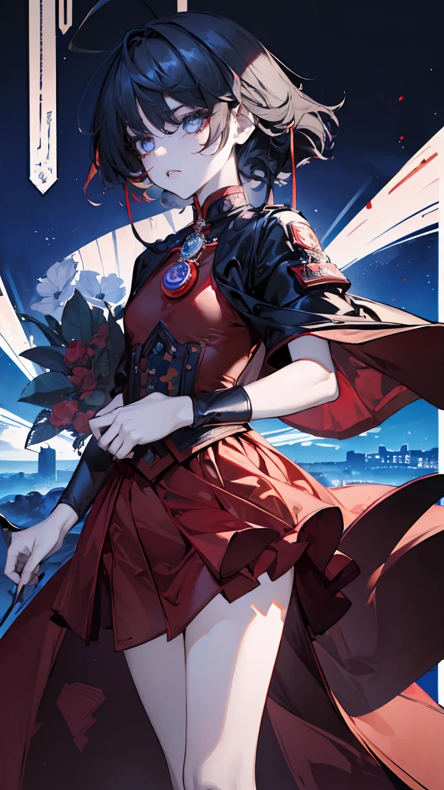 ((​Masterpiece:1.4)、(top quality:1.4)、(realistic:1.7))、Masseter muscle film:1.4、(top rendering:1.4)、Super beautiful investigator、(holding a gun:1.2)、Tight and sexy、(glossy luxury latex:1.4)、(navy blue sleeveless jacket)、(Underwear white sexy super bikini)、(Luxurious red latex:1.4)、(Red pleated mini skirt:1.4)、22 years old、(cute tattoos:1.4)、(wearing white gloves)、kawaii girl、Super beautiful、sharp focus、(perfect female figure:1.4)、perfect proportions、upper body photography:1.4、beautiful face、Fearless look、beautiful eyes、Willow Yao、、(hair length:1.2)、Beautiful breasts、plump big breasts:1.2、sexy ass、(Stand facing forward:1.4)、original photo、red lips、red high heels:1.4、collar:1.4、A necklace:1.4、ear nipple ring:1.4、1 screen display、Beautiful night view of cyberpunk city:1.2，Female Kirito，purple eyes