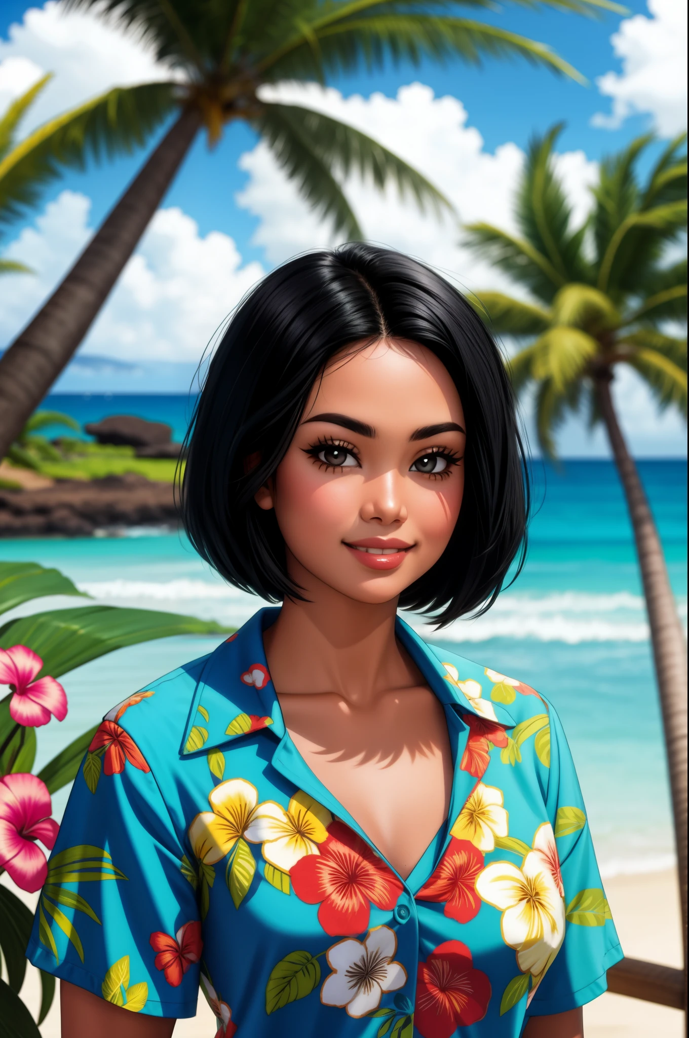 Hawaiian woman with black hair