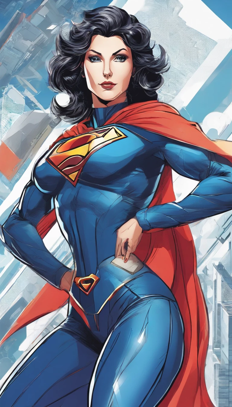 Superman woman version in the style of famous animes from the 80s
