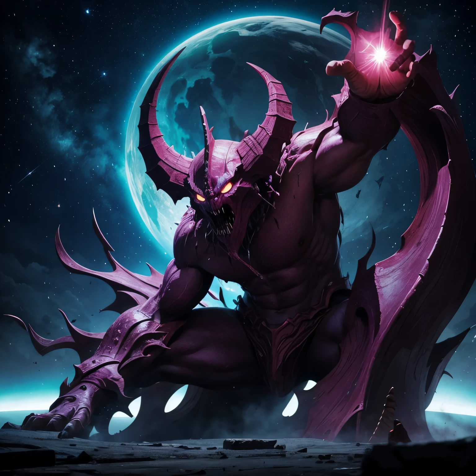 GodKing, purple eyes, male, looking up hypnotized, corrupted eerie purple full body, glowing eerie purple veins, spread legs, hands tied at the back, glowing purple detailed heart shape chest tattoo, purple glowing cum in ass, large erect penis, thick thigh, best quality, masterpiece, intricate details, Anime