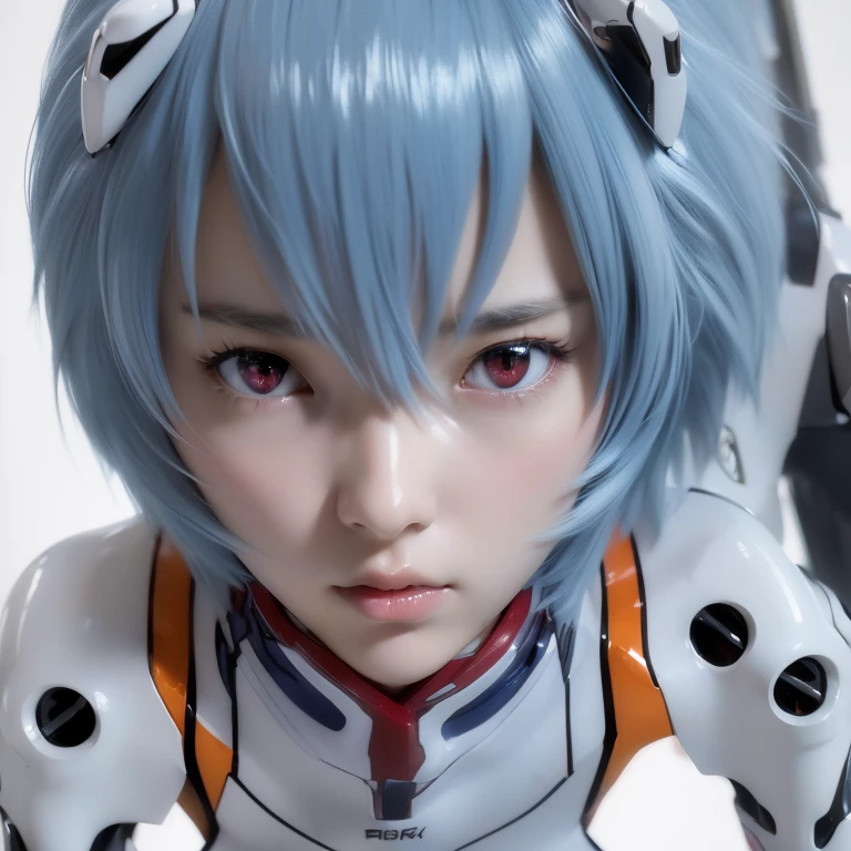 ( (8k:1.27), highest quality, masterpiece, Ultra-high resolution:1.2) Japanese women photos (beautiful:1.1), Upper body image, Evangelion, Rei Ayanami, Detailed skin, small breast, Plug Suit, Bodysuits, realistic, Accurate anatomy