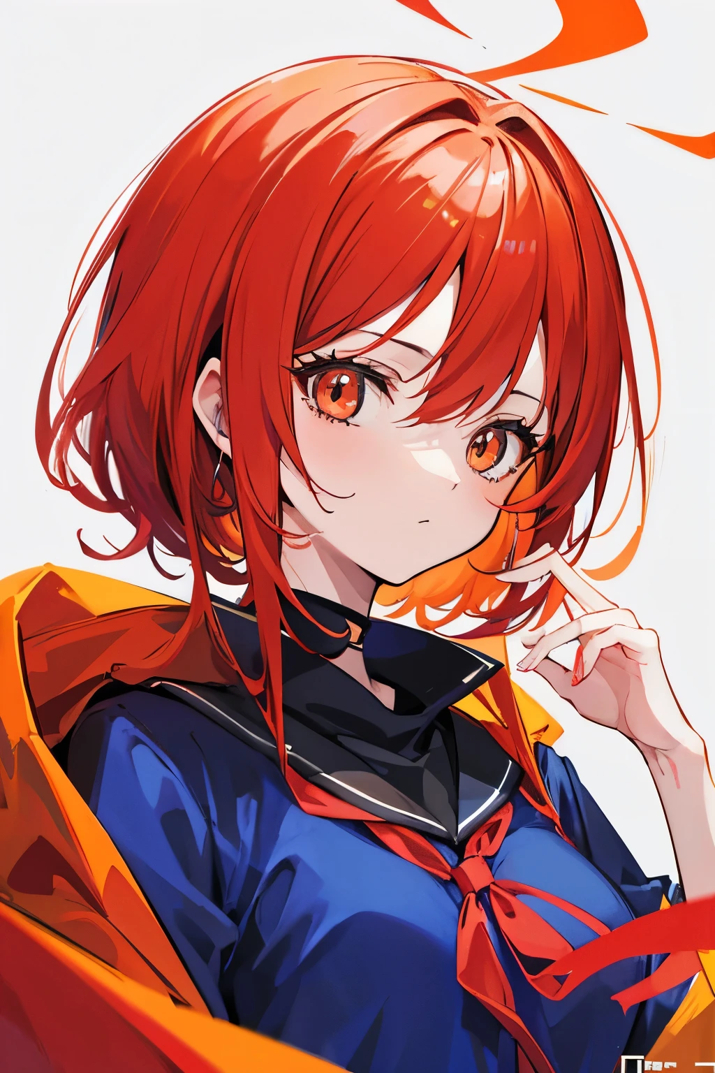 Cool, anime, IPhone wallpaper, much red and orange, yellow and blue highlights.