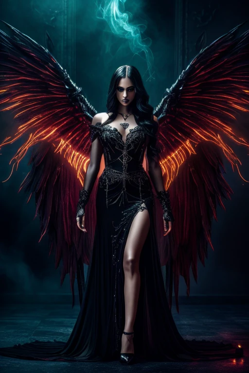 (best quality,4k,8k,highres,masterpiece:1.2),demonic,woman,opium,metadone,addiction,dark,powerful,fantasy,illustration,glowing eyes,ominous,mysterious,smoke,breathtaking,evil,beautiful detailed face,black dress,long flowing hair,enchanted,otherworldly,ethereal,shadowy figures,wisps of smoke,demonic wings,temptation,surreal,haunting,gothic,dark fantasy,dystopian,reality warping,magic,alluring,enchantress,dangerous,tormenting,mesmerizing,pheromones,seductive,spellbinding,devilish,black magic,intoxicating,dim lighting,rich color palette,lush details,vivid colors