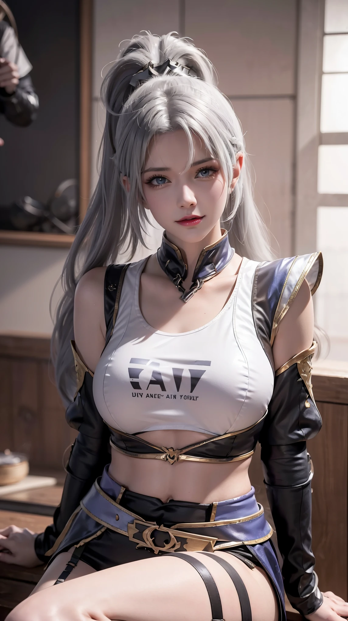 a white hair、Close-up of woman wearing white mask, Beautiful character painting, guweiz, Gurwitz-style artwork, White-haired god, author：Yang Jie, Epic and beautiful character art, Stunning character art, author：Fan Qi, by Wuzhun Shifan, pixiv art street guweiz, Single ponytail, insult, High Ponytail, tall and big, Long legs, (Sleeveless lace shirt), (shorts), (Striped )), ((Striped )), Walk, elegant, dignified, woman, Beautiful curves, sweet smile, Strong sense of detail and layering, color丰富绚丽, Has a unique texture, Colorful, color, vivid, design art, 16K, Ultra Detailed, {{illustration}}, {Extremely refined}, {Exquisite surface treatment}, Ultra Detailed, Delicate and shining eyes, {{Movie Lighting}}, Extreme lighting effects, Model: realism, CFG size: 12, Laura: Bright texture (1.35), high quality, masterpiece, Exquisite facial features, Delicate hair depiction, Detailed depiction of the eyes, masterpiece, best quality, Ray Tracing, Extremely detailed CG unified 8k wallpaper, masterpiece, best quality, (1 girl), 完美woman身材, (((tight white t shirt))), beautiful eyes, (Delicate face), Black short hair, Tie your hair up, Light blue hairpin, Black Silk Frame Glasses, In class, (White skin), (Optimal lighting), (Super intricate details), 4k unity, (Ultra Detailed CG), Showing off her white legs, , Hot Pants, shorts,Walnut,vampire,assassin,charming,Mature,Sexy,Thin,Qi bangs,Long hair,Antenna bangs,Double tail,高Double tail,Bangs cover one eye,Frightened,angry,Smile,blush,Red Nose,drunk,Look straight into the eyes,Exquisite eyes,Red lips,Perfect face,Cross your arms across your chest,暗Black皮肤,Dynamic poses,Fighting Stance,near,School swimsuit,damaged cloThing,Cloak,Leather Skirt,Black,,Spandex luster,Laser reflective material,Detail background,气泡angry,bubble blush,Heart-shaped,notes,Q version,official art,lifelike,Cinematic angle,Dynamic Angle,Horizontal viewing angle,Depth of Field,Movie Lighting,Colorful的,PBR Rendering+UE pull,32k,high resolution,high quality,Beautiful wallpapers,white hair，Glowing eyes,Medium bust，Sex toys，vibrator，,,interesting,charming的面部表情,Aheiyan,charming,blush,Shy,Shy，blushing，surprise,panic,Shy,shame,disgust,dislike,，Areola，，Areola，urinary incontinence细节刻画，sexual pleasure细节刻画，urinary incontinence,Caress，sexual pleasure,Endure pleasure,Try taking a break,A charming expression,Areola，exposed clitoris，exposed clitoris细节刻画，Areola detail characterization，超high resolution，clitoris，incontinence，nipple，Detailed depiction of nipple，forward and backward，one person