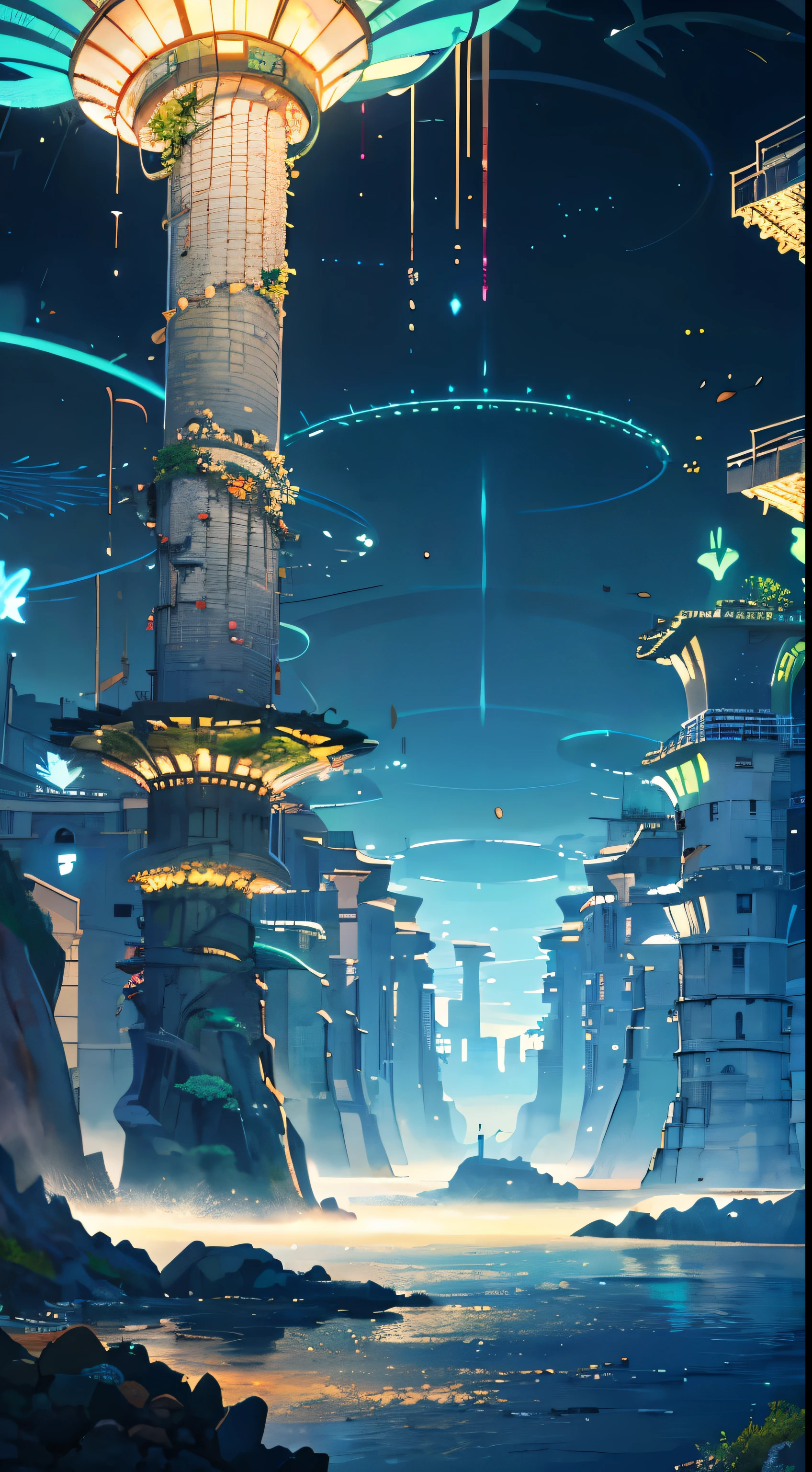 Masterpiece, High Quality, Ocean Forest, City, Fantastic Fantasy, Glowing Plants, Coral Viaduct, (Swarm of Glowing Jellyfish), (Shoal of Fish with Transparent Wings Flying in the Sky), Misty, Extreme Detail, Morning Light, Epic Composition, (Intricate Detail), (Intricate Design, Ultra Detail: 1.2), Art Station, (Masterpiece, Best Quality), Ultra HD, 32k ,castle,relic ,(Underworld),Underground --v 6