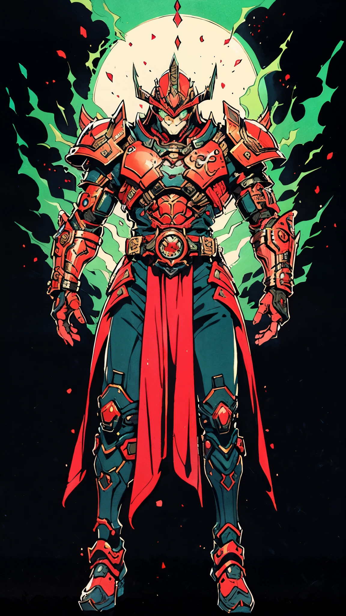 A man wearing a full-face helmet, a fantasy-style biotech armored combat suit, green eyes, (a composite layered chest armor), fully enclosed shoulder guards, matching arm and leg guards, the belt is adorned with Beetle-shaped gem, (the color scheme is primarily black with red accents), the design balances heavy with agility, a high-tech bio-mecha armor, (Dynastinae concept Armor, stand on the top of a skyscraper in a futuristic sci-fi city), this character embodies a finely crafted fantasy-surreal style armored hero in anime style, exquisite and mature manga art style, (element, plasma, energy, the armor glows), ((male:1.5)), metallic, real texture material, dramatic, high definition, best quality, highres, ultra-detailed, ultra-fine painting, extremely delicate, professional, perfect body proportions, golden ratio, anatomically correct, symmetrical face, extremely detailed eyes and face, high quality eyes, creativity, RAW photo, UHD, 32k, Natural light, cinematic lighting, masterpiece-anatomy-perfect, masterpiece:1.5