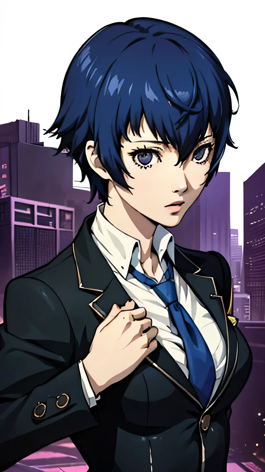 Naoto shirogane, medium breast, suit, tie, portrait, medium hair