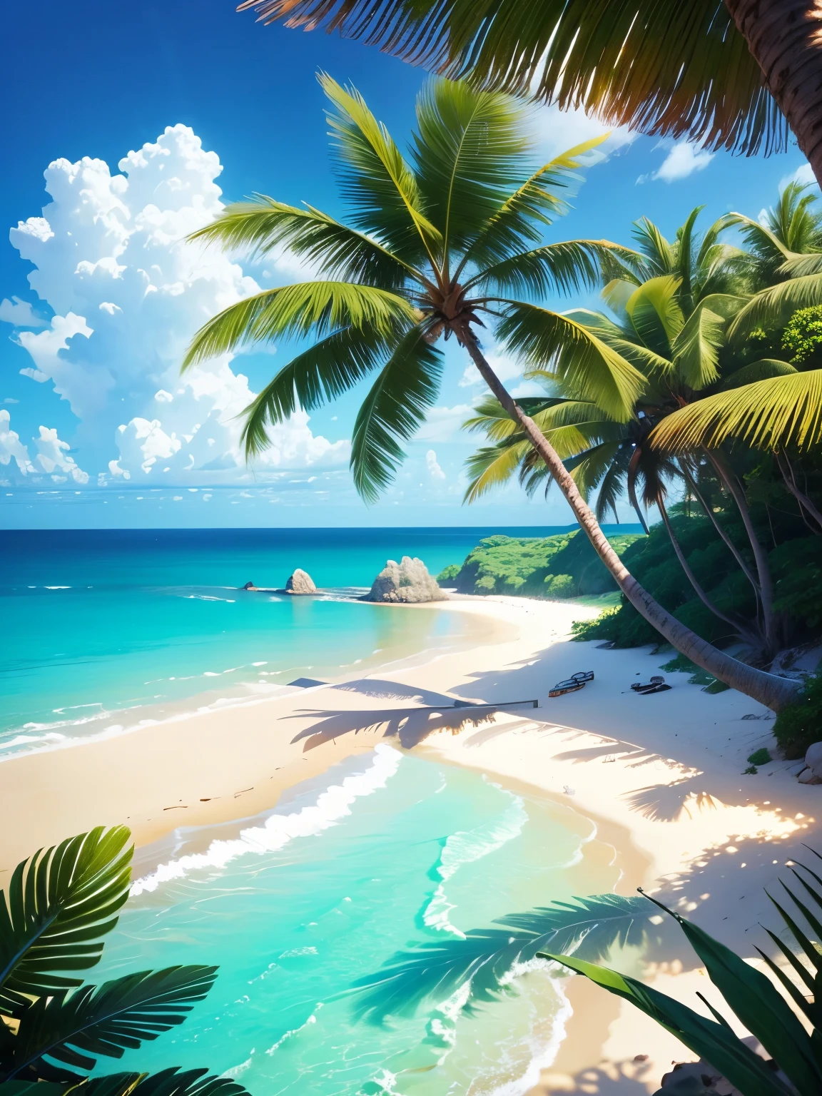 tropical beach, ultra detailed, high quality, 8k resolution