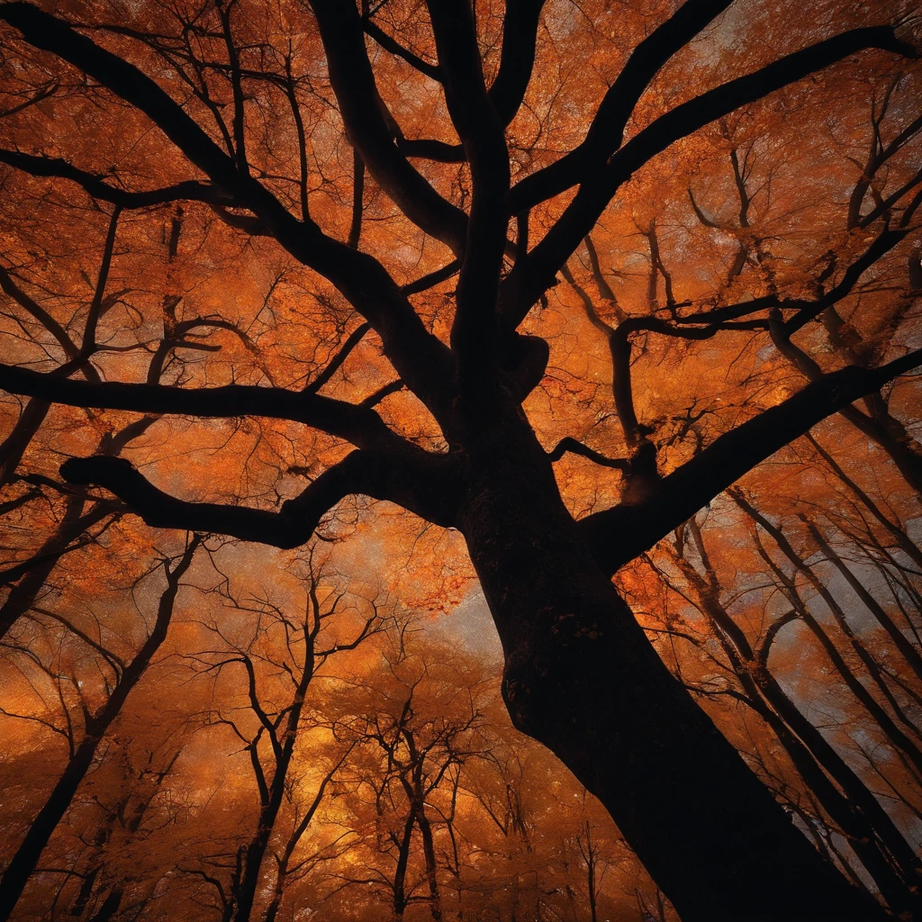 Autumn starry night stunning colors photographic quality unity with nature