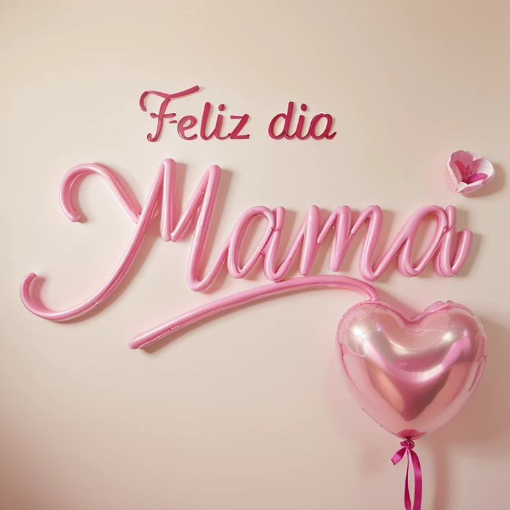 Write happy mom day with balloons and flower