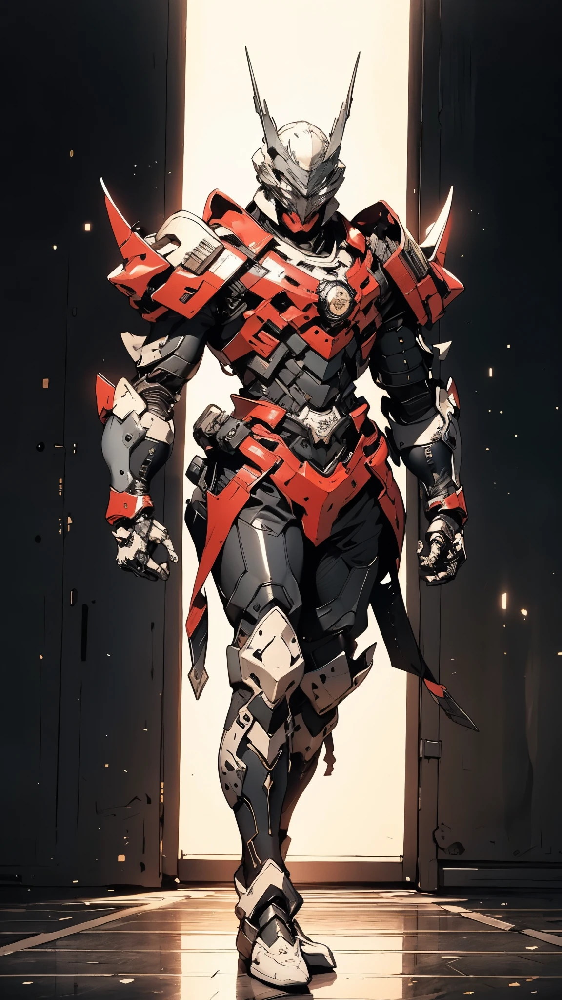A man wearing a full-face helmet, a fantasy-style biomecha armored combat suit, green eyes, a composite layered chest armor, fully enclosed shoulder guards, matching arm and leg guards, the belt is adorned with dragon claw grasping orbs, primarily black with red accents, the design balances heavy with agility, a high-tech biological armor, concept inspired by dragons,stand on the top of a skyscraper in a futuristic sci-fi city, this character embodies a finely crafted fantasy-surreal style armored hero in anime style, exquisite and mature manga art style, ((male:1.5, element, plasma, energy)), metallic, real texture material, dramatic, high definition, best quality, highres, ultra-detailed, ultra-fine painting, extremely delicate, professional, perfect body proportions, golden ratio, anatomically correct, symmetrical face, extremely detailed eyes and face, high quality eyes, creativity, RAW photo, UHD, 32k, Natural light, cinematic lighting, masterpiece-anatomy-perfect, masterpiece:1.5