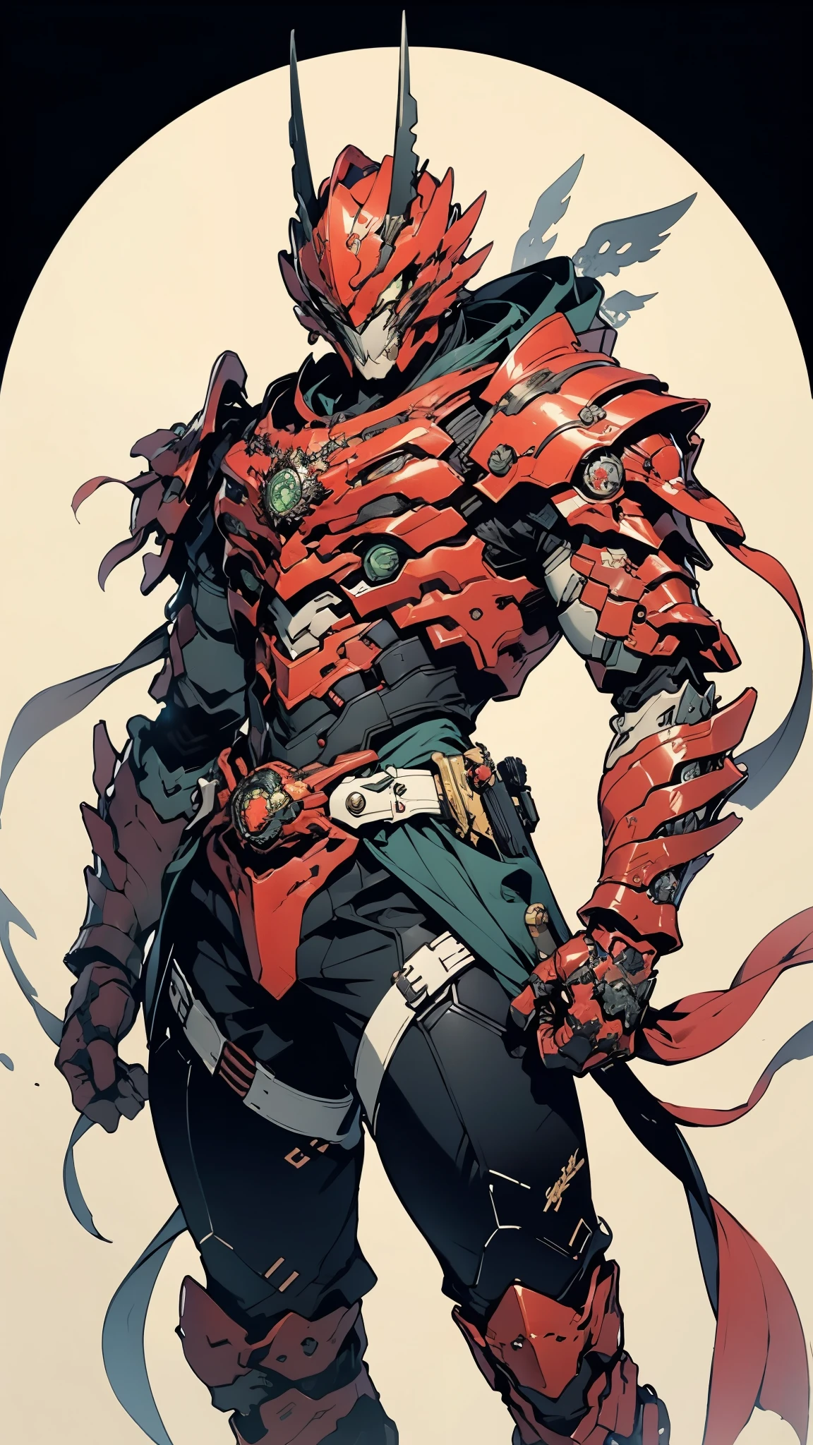 A man wearing a full-face helmet, a fantasy-style biomecha armored combat suit, green eyes, a composite layered chest armor, fully enclosed shoulder guards, matching arm and leg guards, the belt is adorned with dragon claw grasping orbs, primarily black with red accents, the design balances heavy with agility, a high-tech biological armor, concept inspired by dragons,stand on the top of a skyscraper in a futuristic sci-fi city, this character embodies a finely crafted fantasy-surreal style armored hero in anime style, exquisite and mature manga art style, ((male:1.5, element, plasma, energy)), metallic, real texture material, dramatic, high definition, best quality, highres, ultra-detailed, ultra-fine painting, extremely delicate, professional, perfect body proportions, golden ratio, anatomically correct, symmetrical face, extremely detailed eyes and face, high quality eyes, creativity, RAW photo, UHD, 32k, Natural light, cinematic lighting, masterpiece-anatomy-perfect, masterpiece:1.5