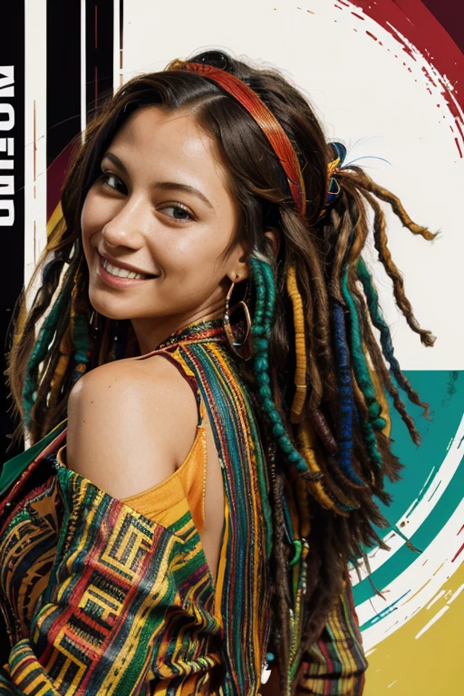 vector art,stained art(1rasta girl with COLORFUL clothes)mafia 4K IMAGE LEONADO STYLE VICCE MONALISA smiling BEAUTIFUL SEXY