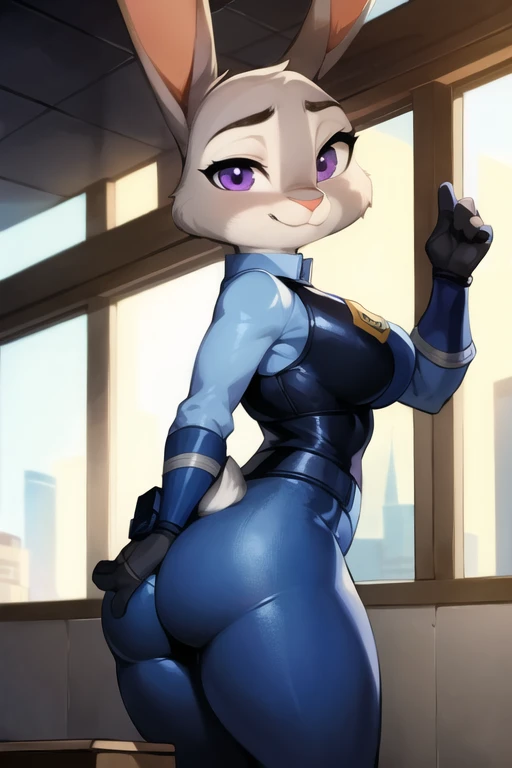 best quality, masterpiece, solo, 1girl,  JudyHopps, police uniform,