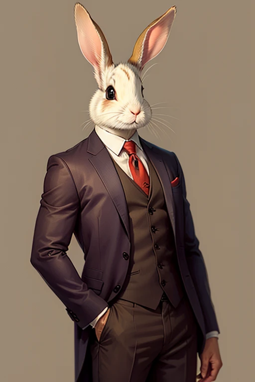 sketch of a rabbit wearing a neat suit