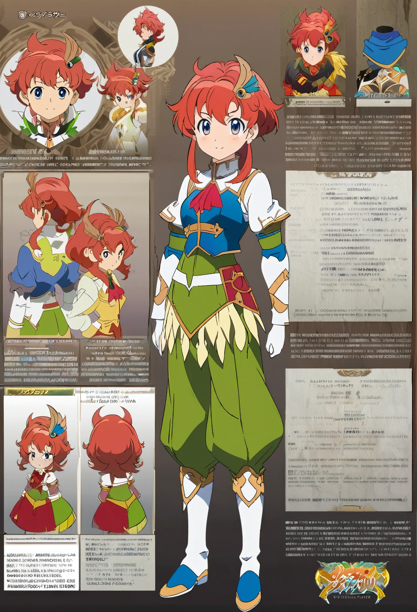 anime - style image of a character with a variety of hair and accessories, anime set style, anime character reference sheet, fantasy uniform, flat anime style, anime full body illustration, full_body!!, complete detailed body, extra detailed body, anime vtuber full body model, soft anime illustration, anime style character, clean detailed anime style,