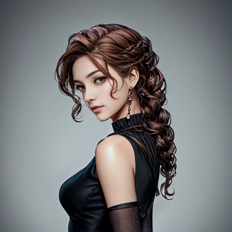 Black dress long hair anime girl, beautiful line art, detailed portrait of an anime girl, portrait of anime woman, beautiful and seductive anime woman, glamorous aerith portrait, Beautiful anime woman, author：Yoshihiko Wada, anime girl portrait profile, digital art of an elegant, Character art portrait, detailed character portrait, extremely detailed woman, charlie bowater character art