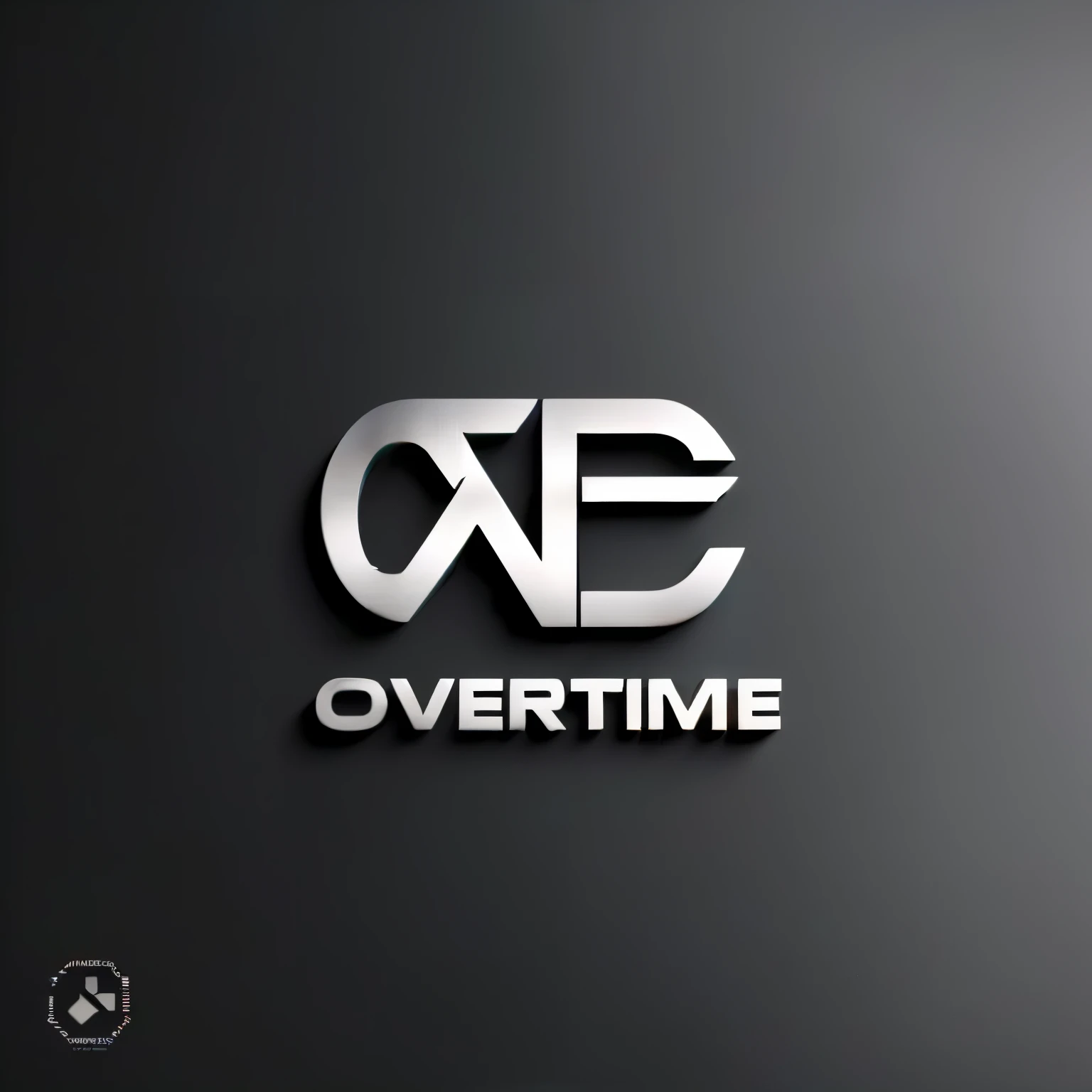 a logo for overtime, a company that is headquartered in the united states, official artwork, night time, 3 d logo, clean logo design, c 4 d ", extreme, ((((octane render, overdone, [ overhead view ]!!, overhead shot, overhead, overbearing, overhead view, logo concept design, overload, business logo
