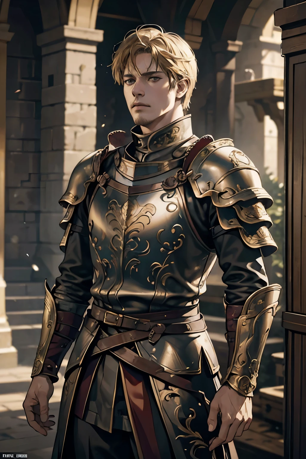 Jamie Lannister, portrayed as an anime character from the Game of Thrones series, presents a perfect depiction with highly detailed attire and accessories. His intricately designed armor, gleaming gold accents, and meticulously crafted sword add to his regal elegance. Anime Jamie's anatomy is highly accurate, capturing every muscle tone and contour of the original character.
The cinematic colour grading used in this illustration brings the scene to life. The shallow depth of field focuses the viewer's attention on Jamie, with the background gently blurred, creating a sense of depth and realism. The intricate details of his armor and the subtle textures of