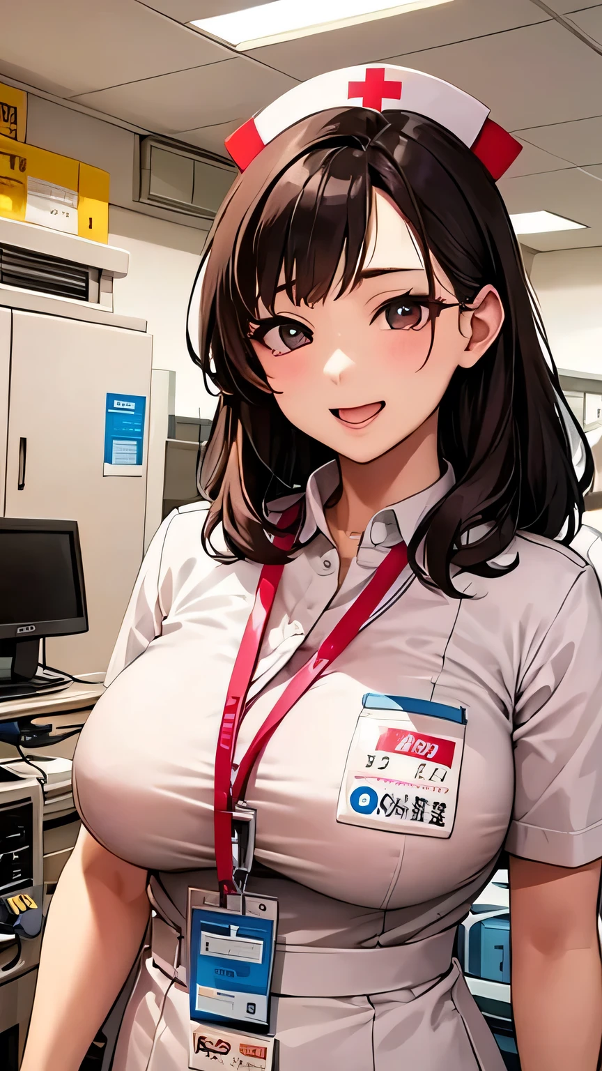 hospitals、doctor、、、nurse , asian beauty,[big and full breasts] , nurse,name tag,White nurse , 　