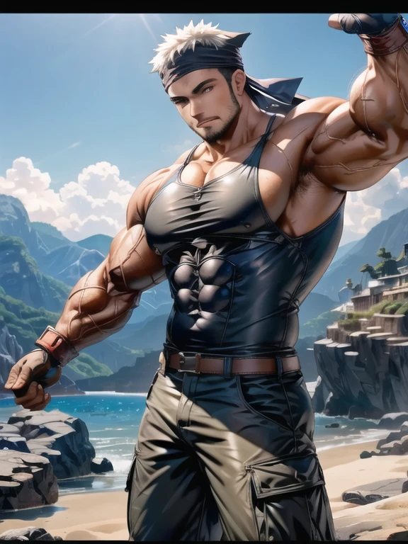 entrar en la matriz, gatos, 1 chico, (marbo astuto:1.25), bandana, cuchillo, camuflaje, ROMPER, muscular, sucio, Obra maestra, mejor calidad, extremadamente detallado, alta calidad, 4k, Sharp focus, profesional, Sharp focus, premiado, cinematic lighting, renderizado de octanaje, Motor irreal, volumetric dtx, fondo de pantalla,
