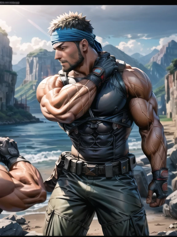 entrar en la matriz, gatos, 1 chico, (marbo astuto:1.25), bandana, cuchillo, camuflaje, ROMPER, muscular, sucio, Obra maestra, mejor calidad, extremadamente detallado, alta calidad, 4k, Sharp focus, profesional, Sharp focus, premiado, cinematic lighting, renderizado de octanaje, Motor irreal, volumetric dtx, fondo de pantalla,