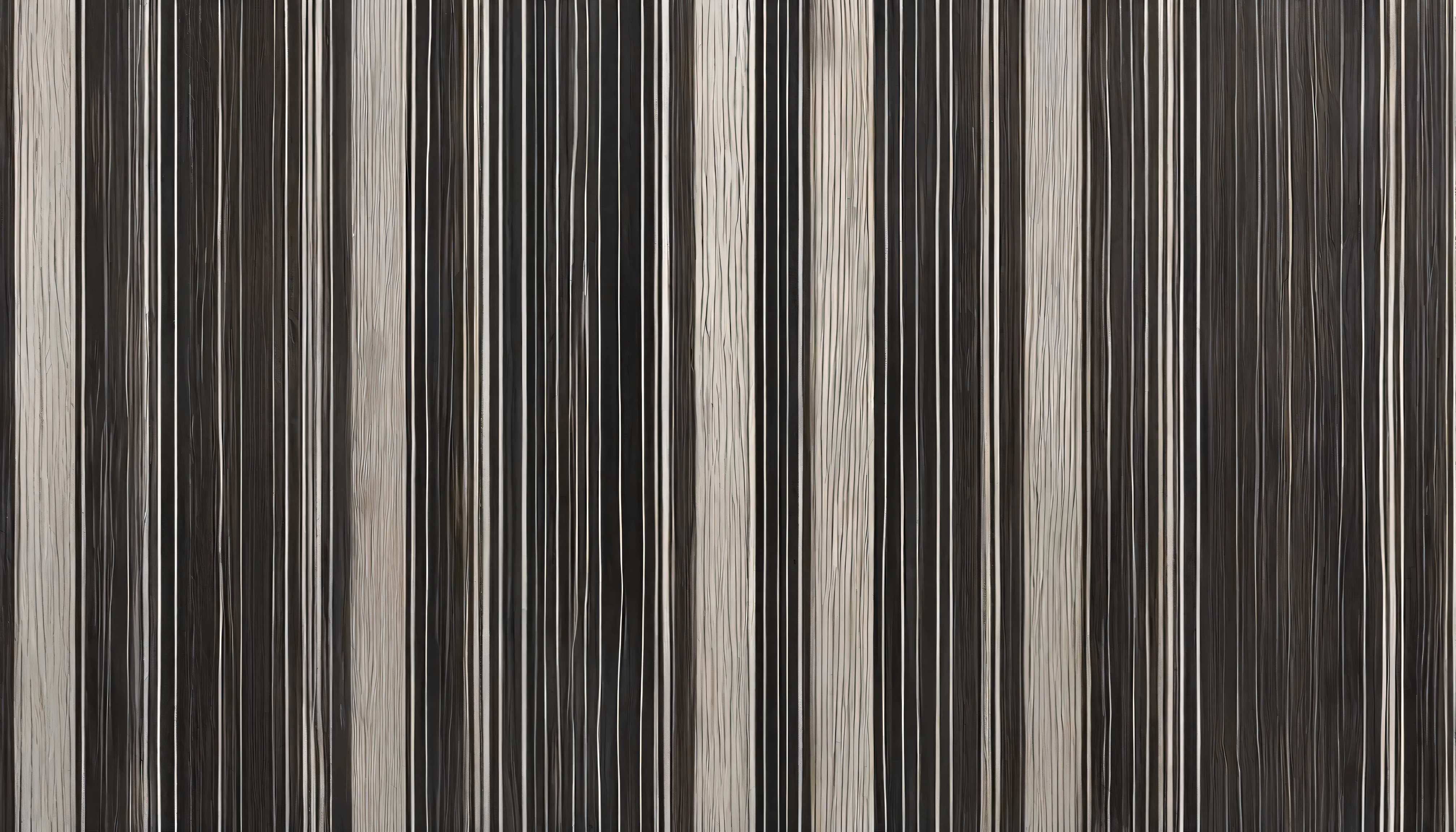 A complete vertical striped Wood Grain texture；Wood Grain，Special wood，Special texture，Large texture，Large stripe spacing，Wide Stripes，Smooth Wood Grain。Black and silver stripes；Paint surface。Light texture，Real Wood Grain Texture，Uniform hue。
