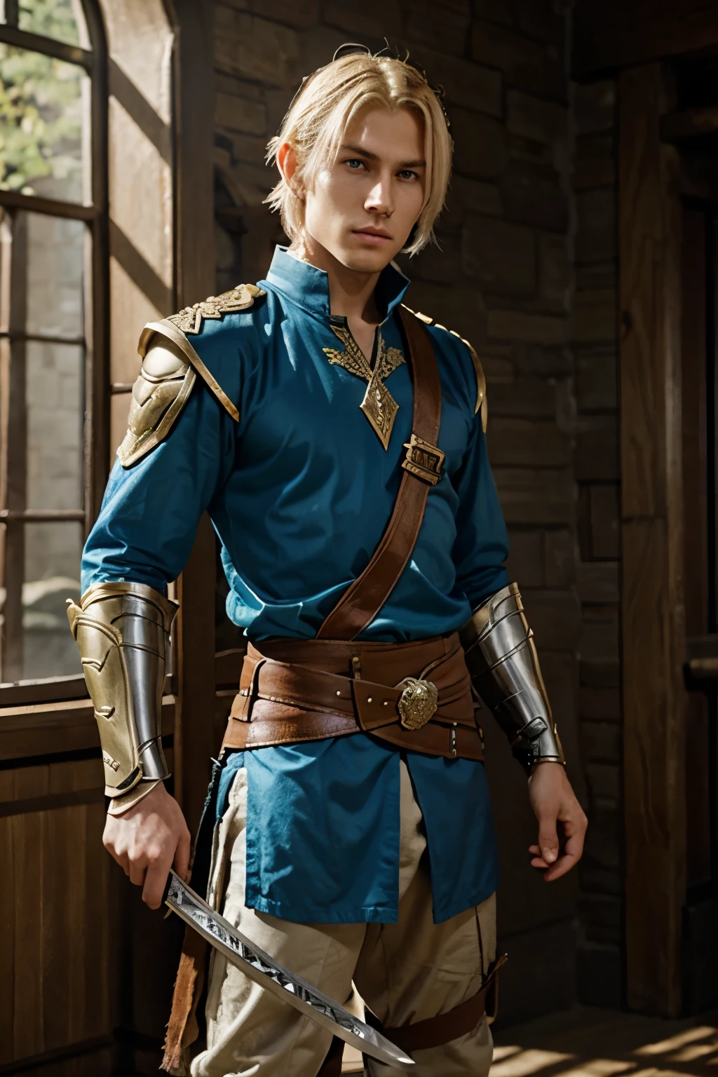 blond elven warrior male swordsman,