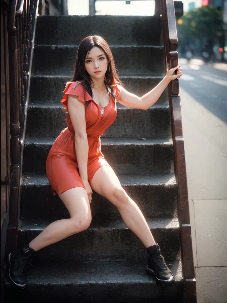 Claire Redfield from Resident Evil, posing seductively to viewer, solo:1, pov, beautiful thick thighs, front view
Sunny city background, long hair, a fashionable short dress, full body shot , wallking