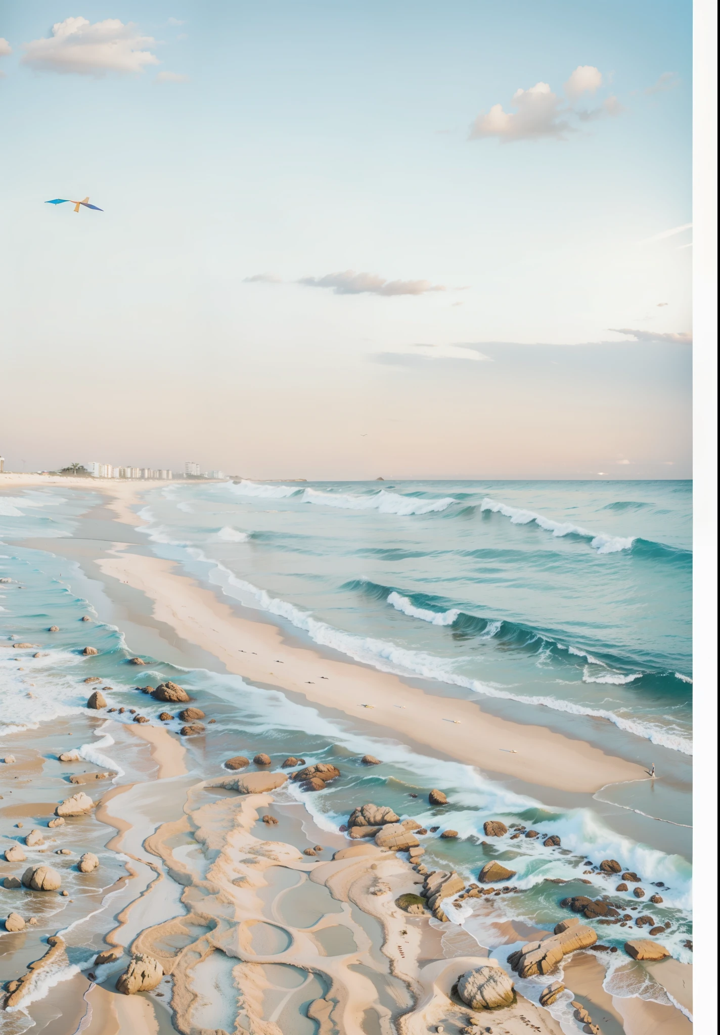 realista, photorealismo, praia com areia realista, mar realista. 8k