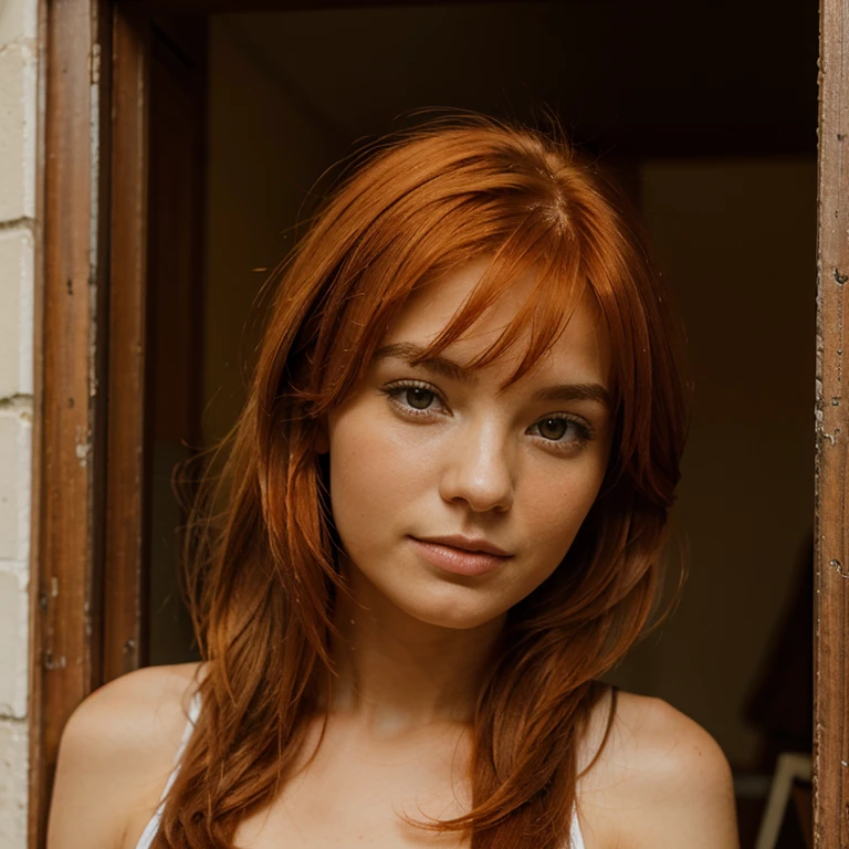 Fille rousse cheveux orange