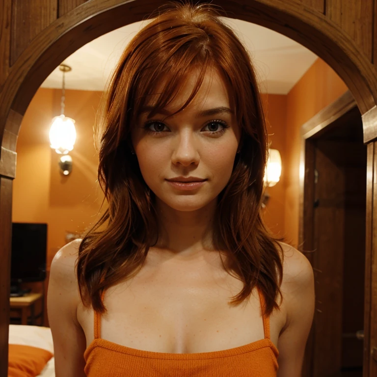 Fille rousse cheveux orange 