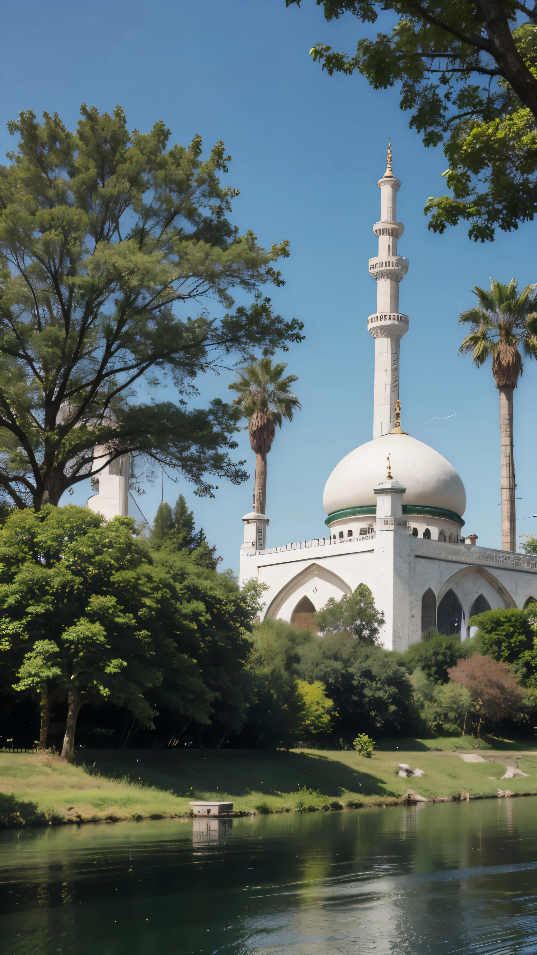 mosque, beautiful, exterior, trees, sexy, river