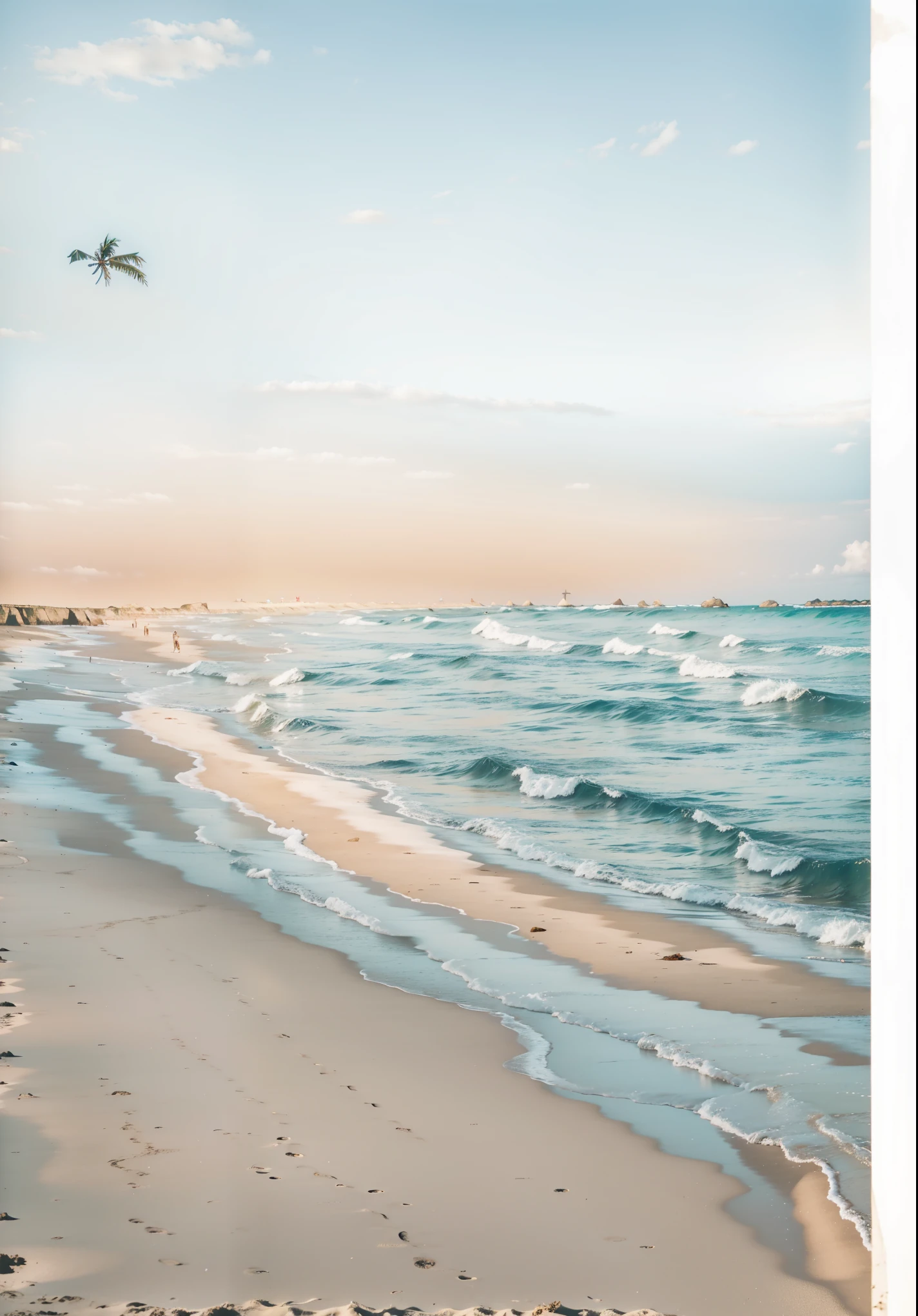 realista, photorealismo, praia com areia realista, mar realista. 8k